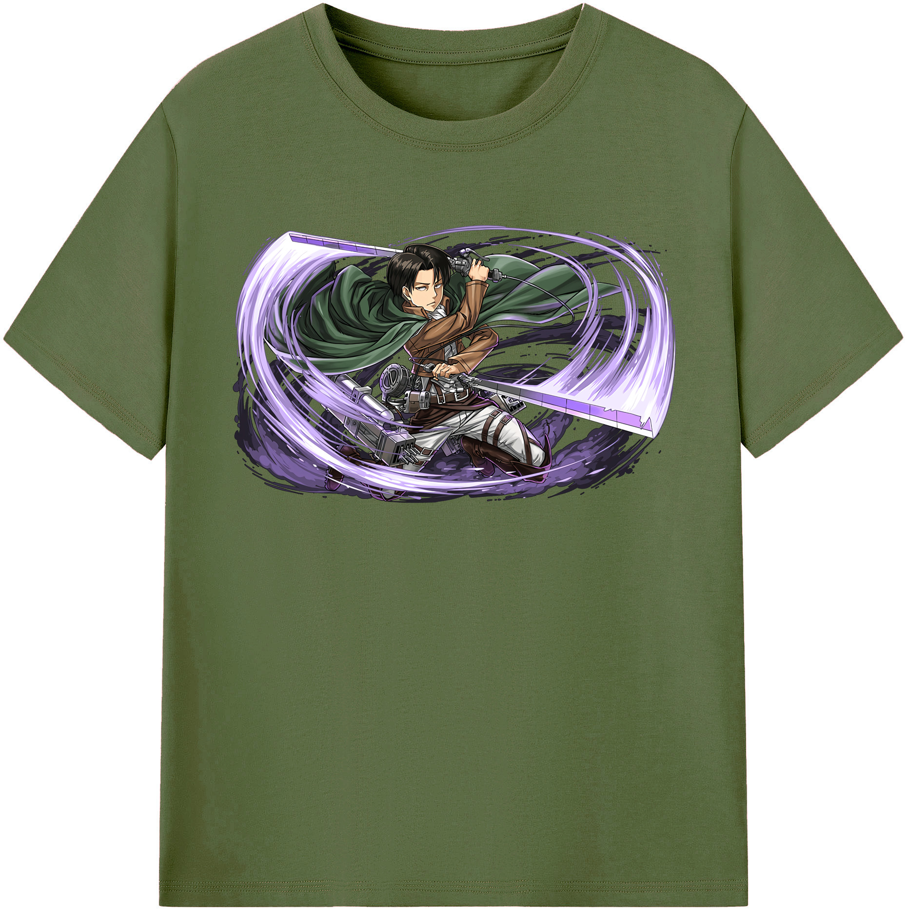 （画像用） 進撃の巨人 リヴァイ·アッカーマン Attack on Titan Levi Ackerman 綿100％半袖Tシャツ（フロントプリント）